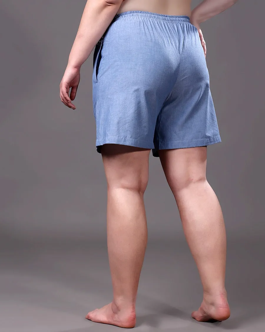 Denim Solid Shorts