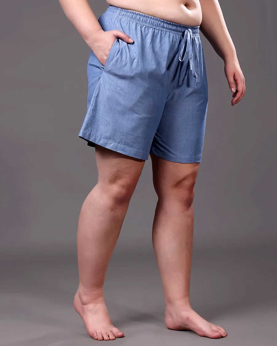 Denim Solid Shorts