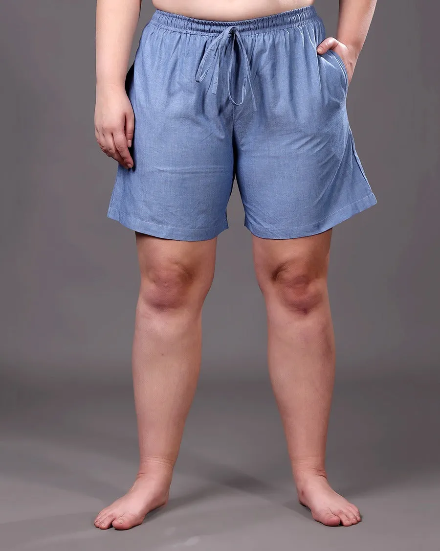 Denim Solid Shorts
