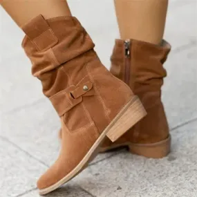 Slouchy Suede Mid-Calf Boots