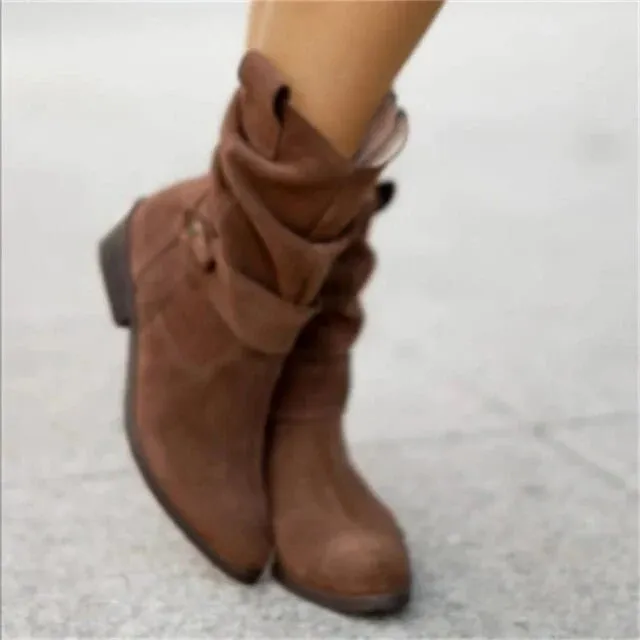 Slouchy Suede Mid-Calf Boots