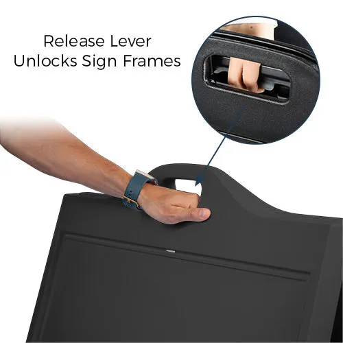 The Boss 24x36 A-Frame Plastic Sign Boards with Protective Lens - BLACK, with Hinged Aluminum Framing