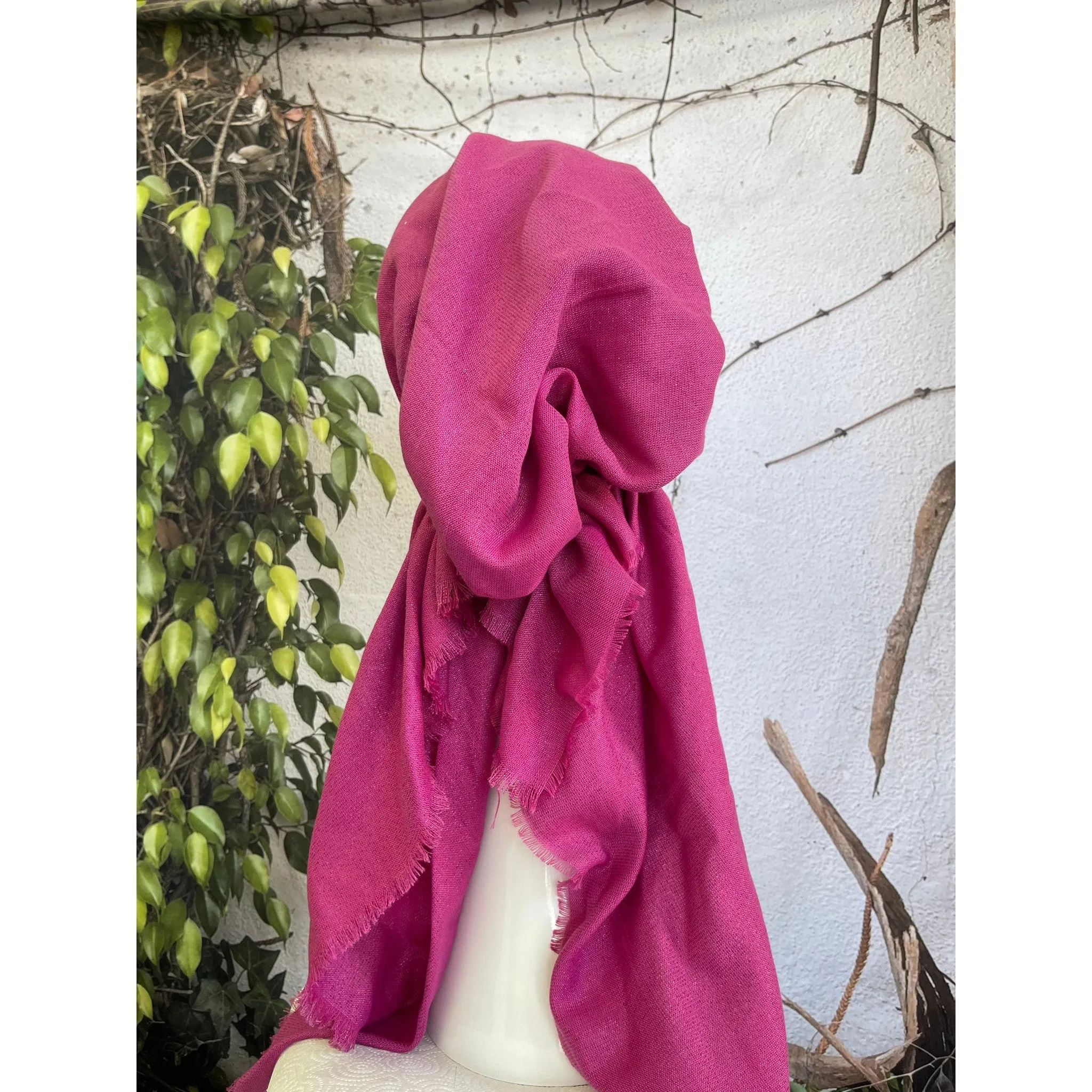 Turkish Cotton Metallic Solid Pretied w/ Long Tails - Fuschia