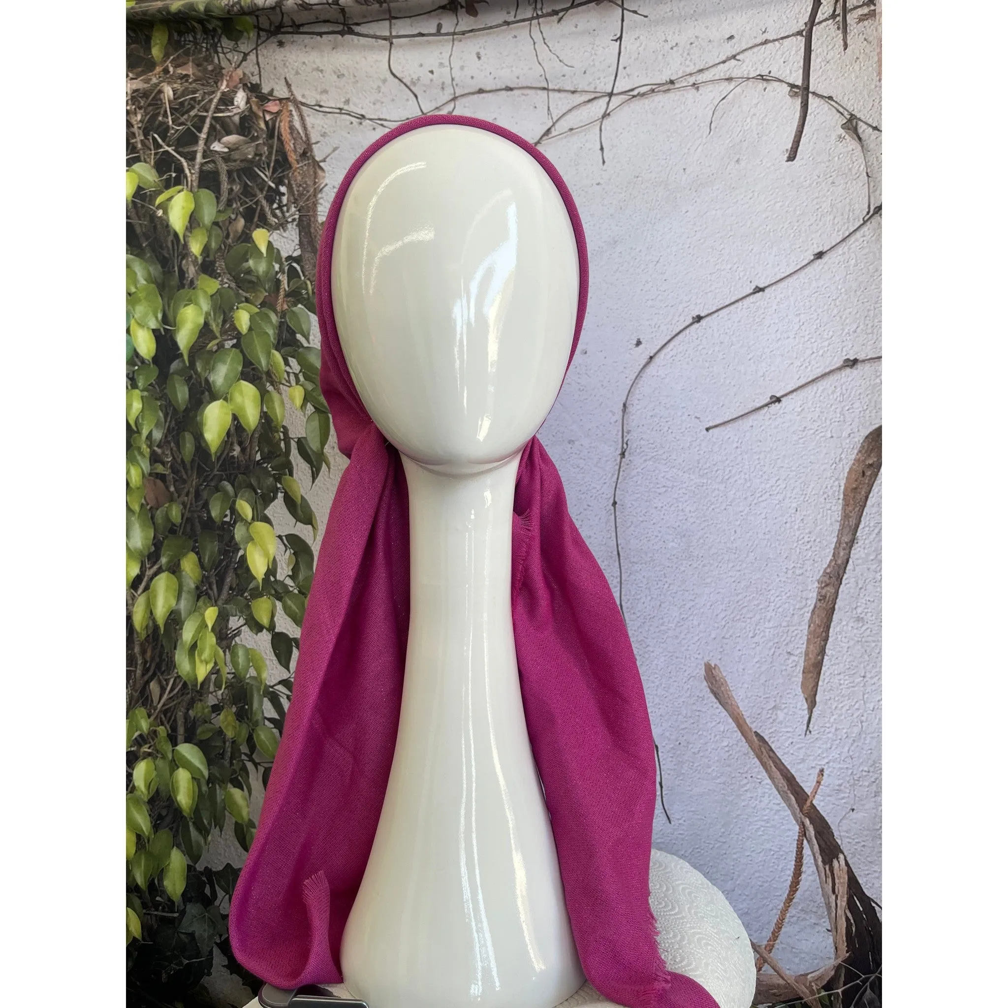 Turkish Cotton Metallic Solid Pretied w/ Long Tails - Fuschia